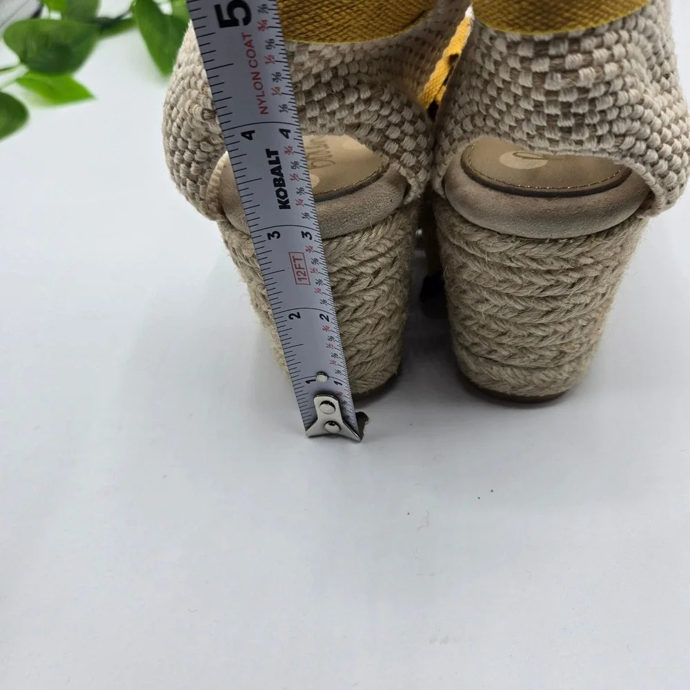 Boden Espadrille Wedge Sandals Yellow Suede Ankle Tie MADE IN Spain WMS 10.5
